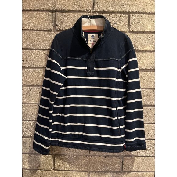Navy Striped Fat Face The Airlie Half-Zip Sweatshirt UK10/EUR38/USA6 100% Sustai - Picture 1 of 12
